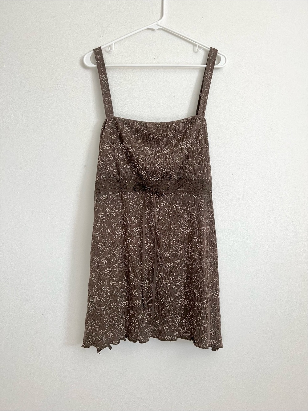Just My Size Vintage Y2K Brown Floral Babydoll 2000s Cami Top Fairy Boho